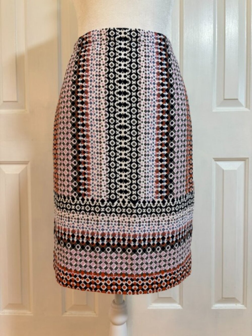 J. Crew Drapey Pencil Skirt in Pink Geo Multi Women's Size 4
